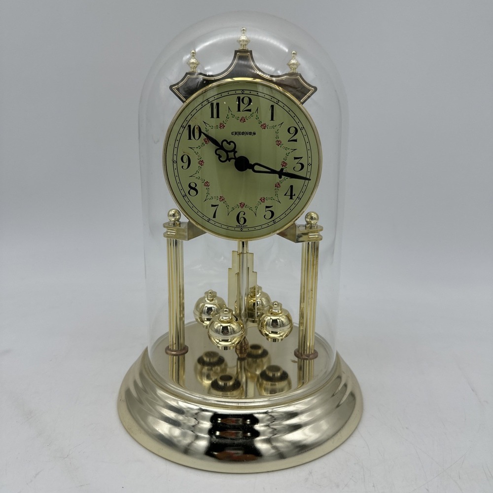 Vintage Chronos Mantel Dome Top Quartz Battery‎ Operated Anniversary Clock EUC